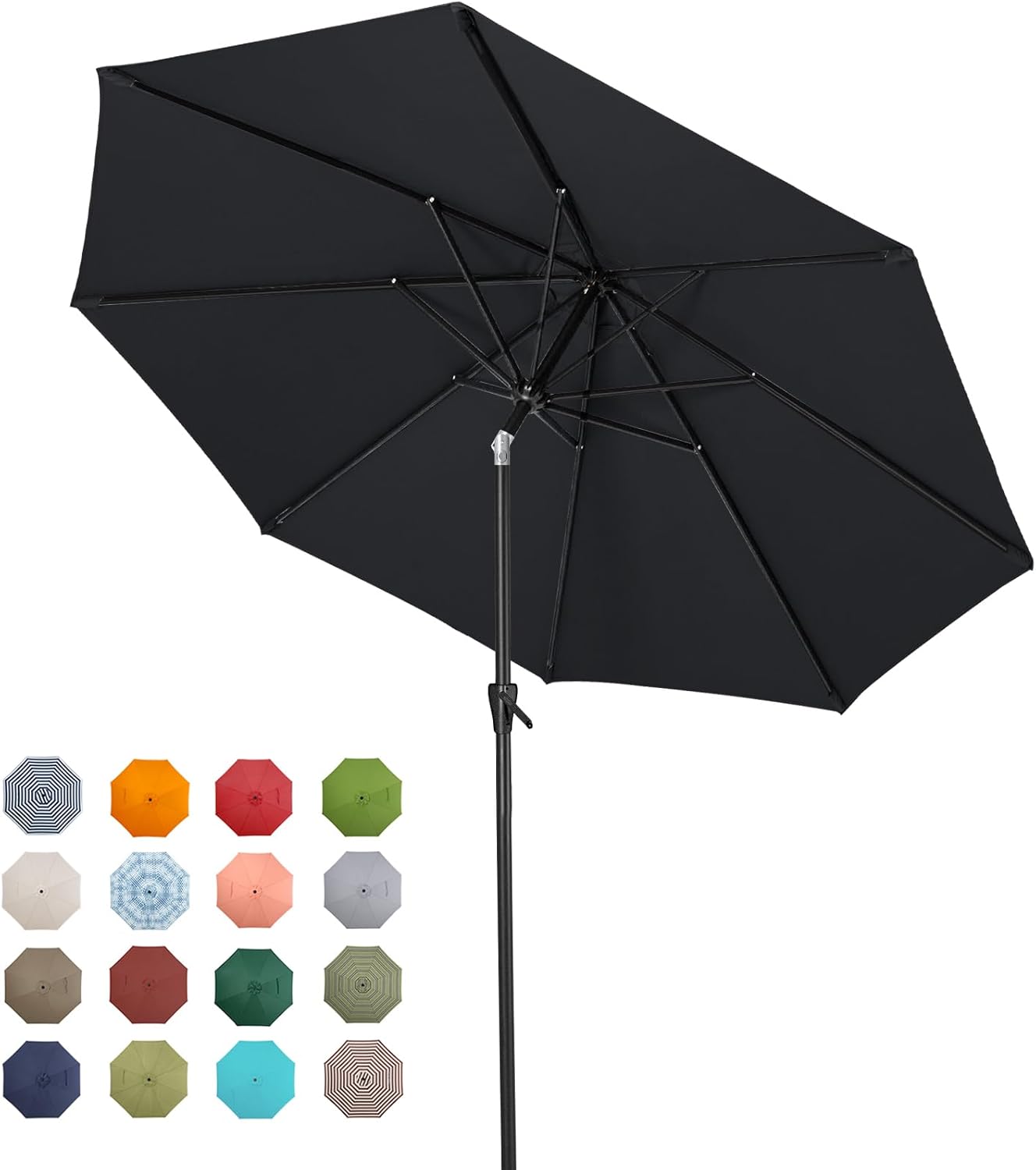 Tempera Patio Market Outdoor Table Umbrella with Crank & Tilt