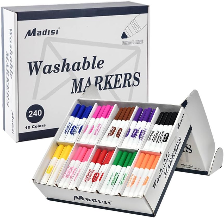 Madisi Washable Markers Bulk Pack for Classroom Supplies