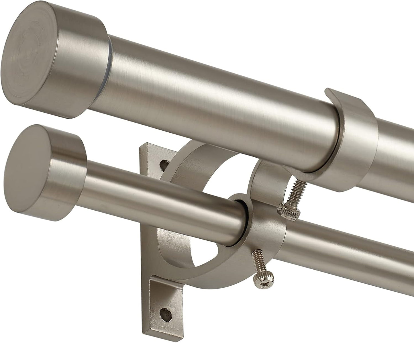 Brushed Nickel Double Curtain Rods for Stylish Window Drapery
