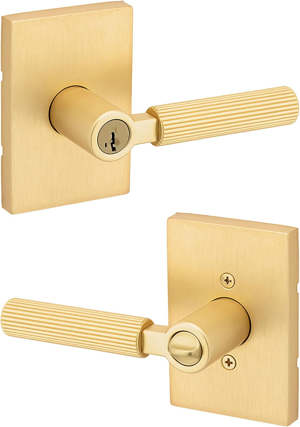 Kwikset Mirada Reeded Entry Door Handle with Lock and Key