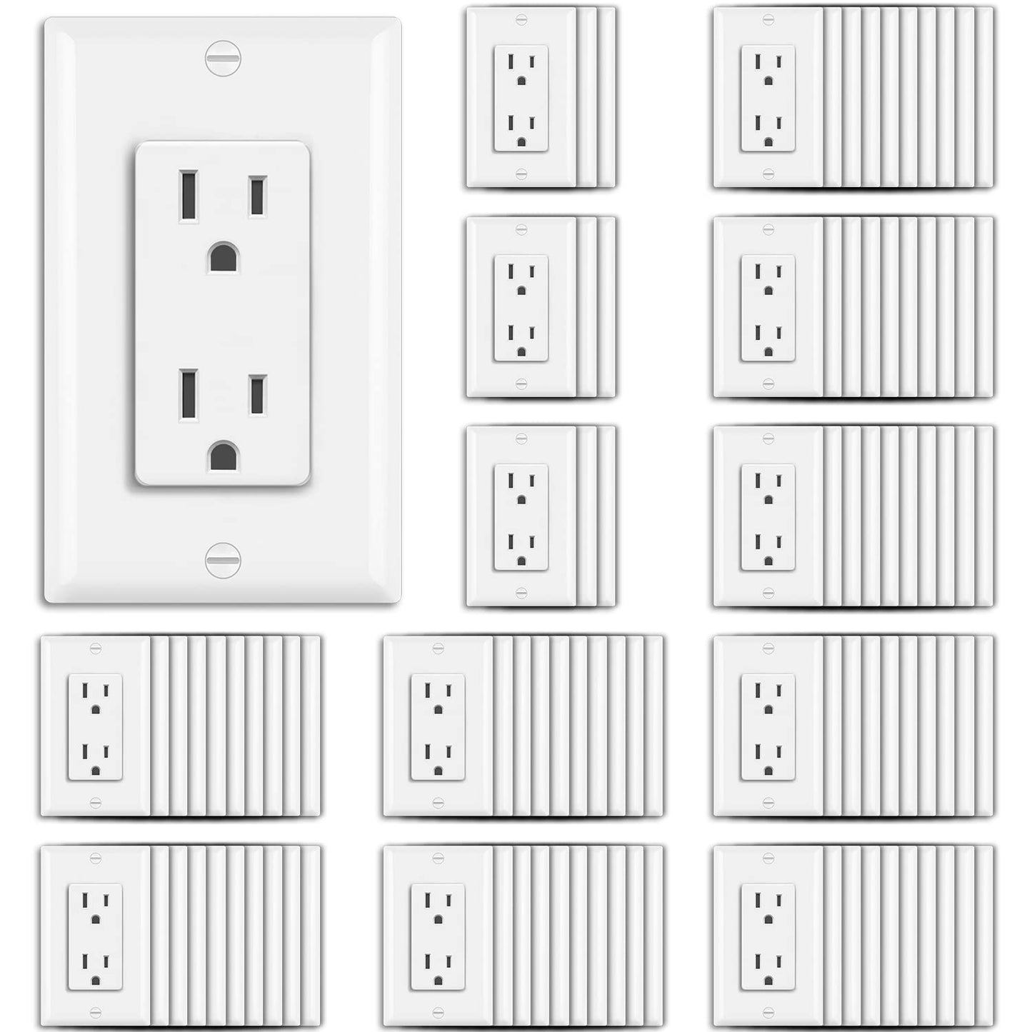 BESTTEN 100 Pack 15 Amp Decor Receptacle Outlet for Home Use