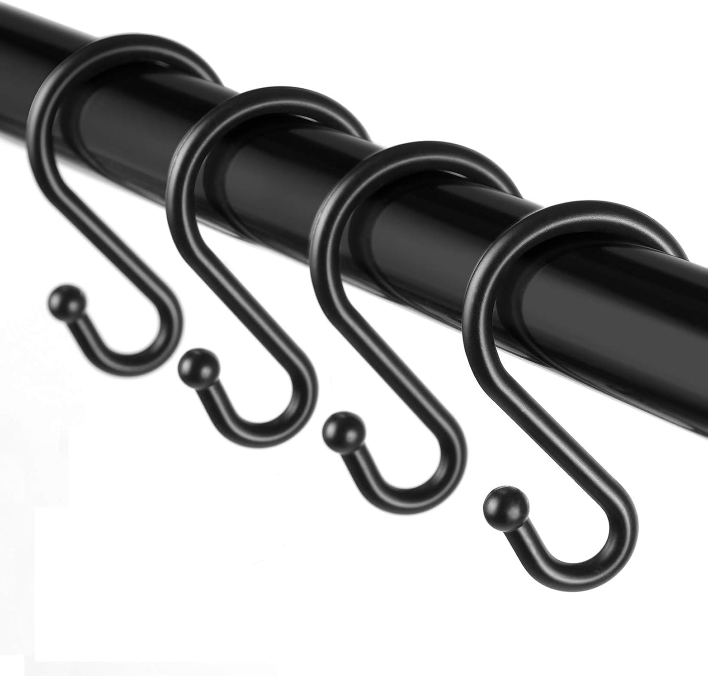 12 Rust-Resistant S Hooks for Kitchen & Bathroom (Black)