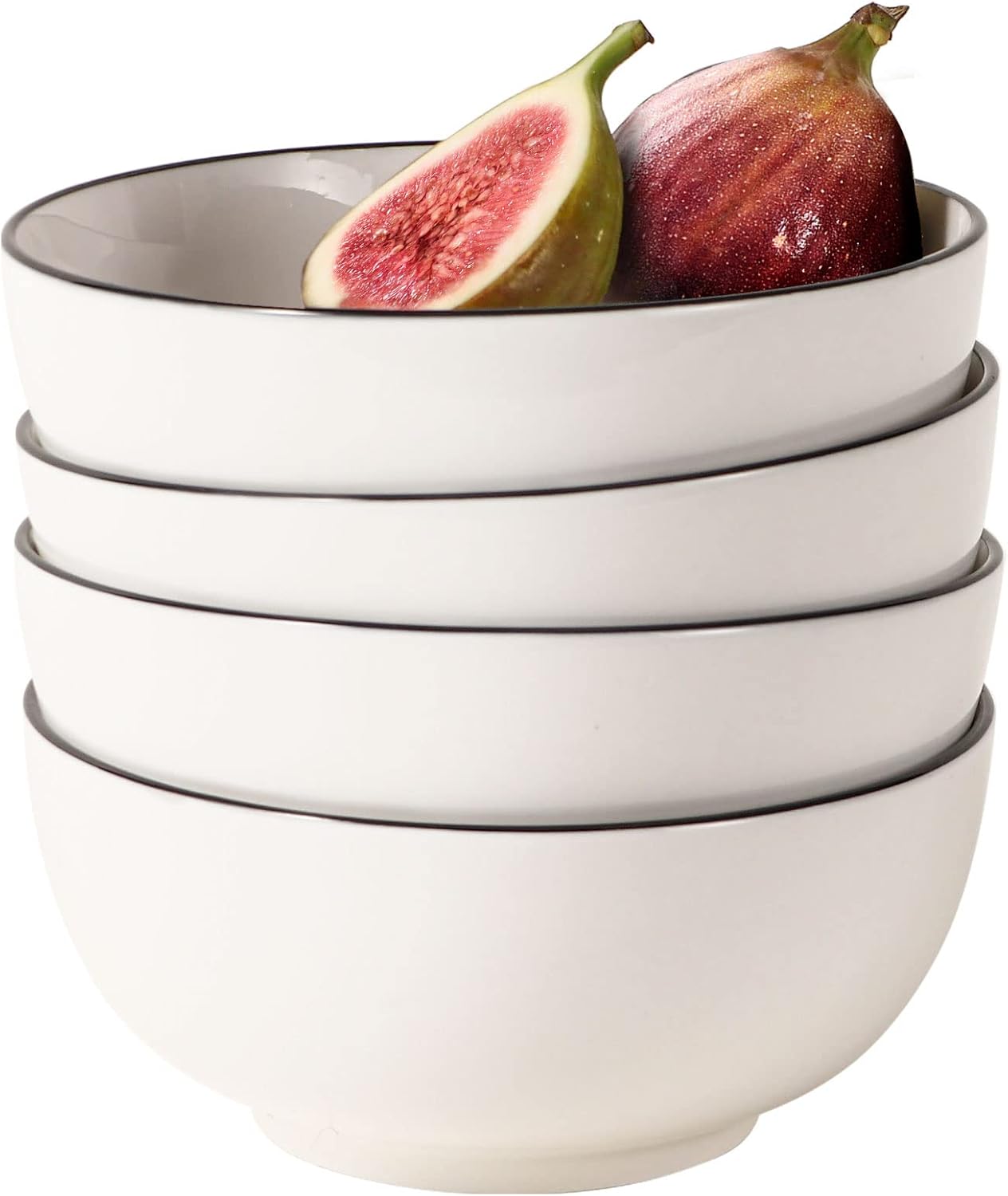Set of 4 White Ceramic Bowls - Versatile & Durable