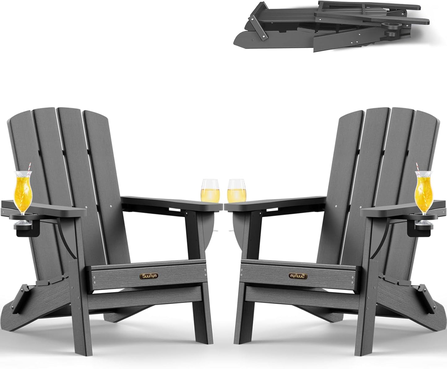 Folding Adirondack Chair 2 Pack for Outdoor Relaxation