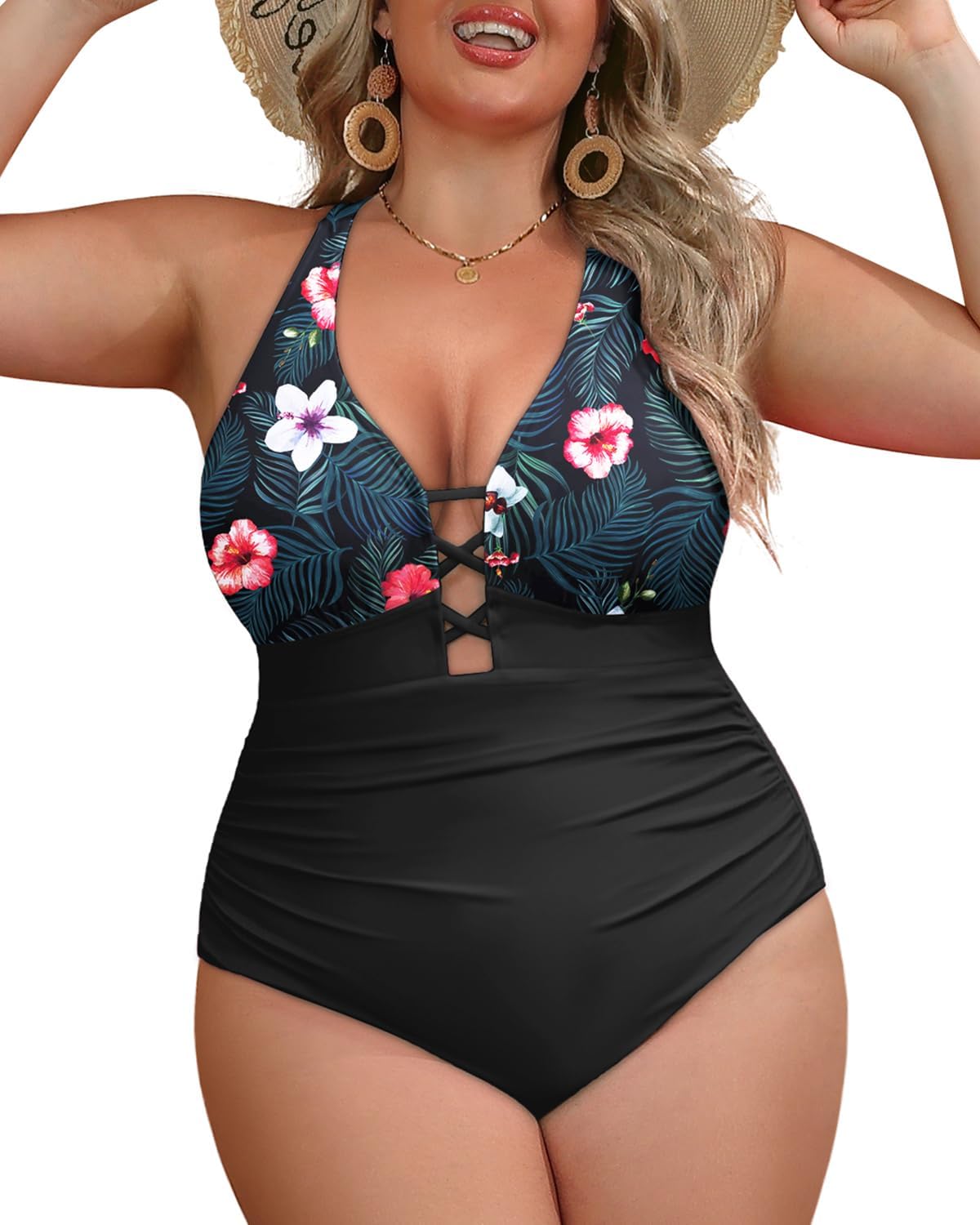 Yonique Plus Size One Piece Swimsuit for Tummy Control & Style