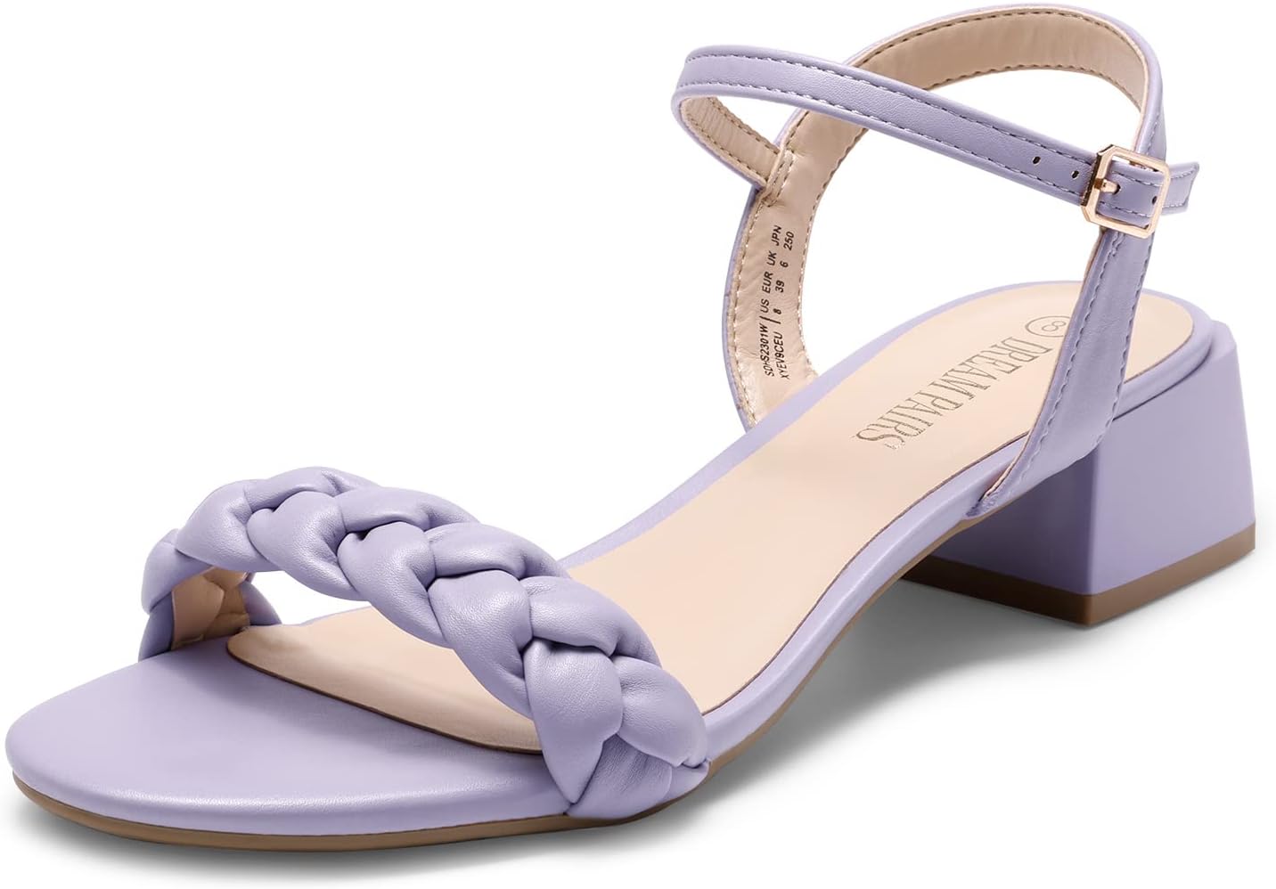 DREAM PAIRS Women's Braided Open Toe Chunky Heel Sandals