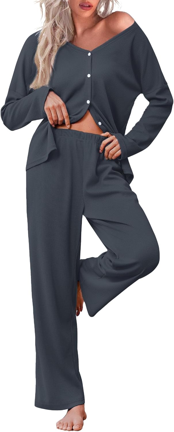 Ekouaer Womens Waffle Knit Pajamas Set for Ultimate Comfort