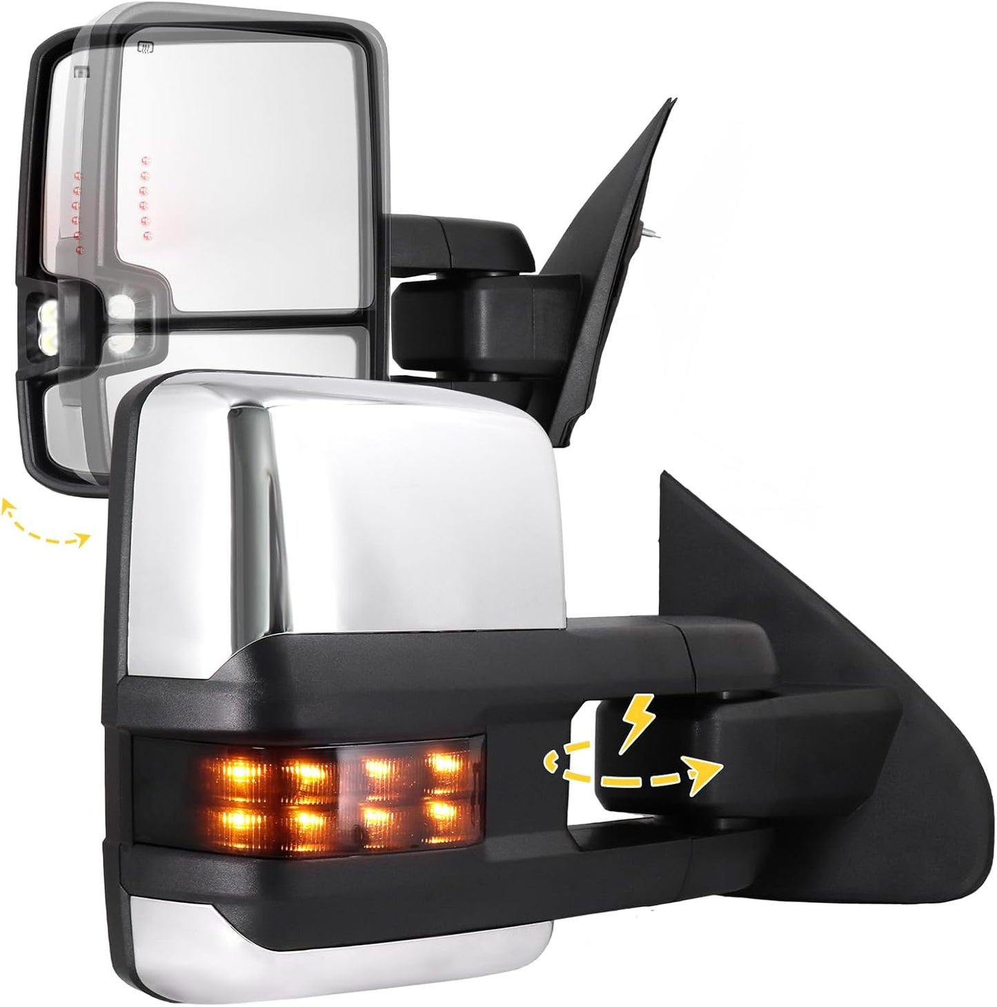 Sanooer Power Folding Chrome Towing Mirrors for Silverado Sierra