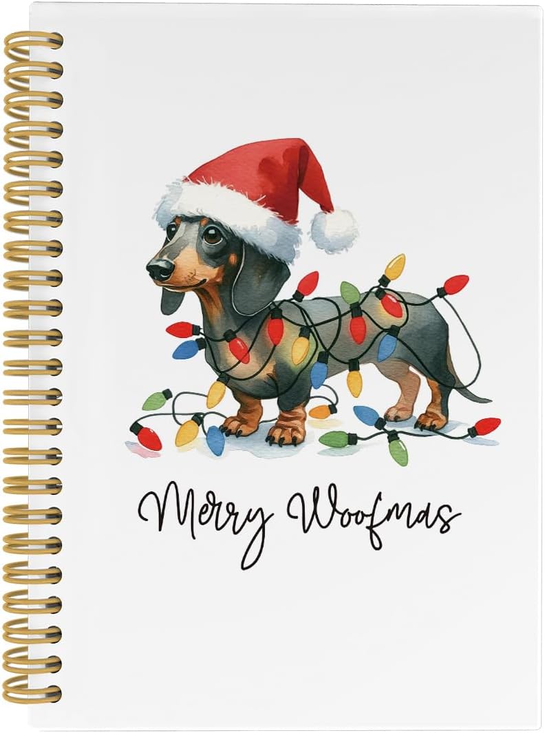 Merry Woofmas Dog Journal- 164pg Lined Spiral Notebook