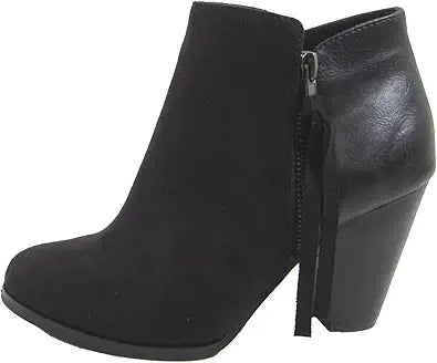 Soda Women's Ages Tassel Zip Chunky Heel Bootie for Style Lovers