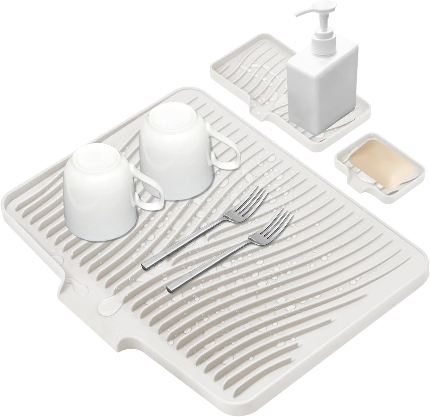 Silicone Dish Drying Mat for Kitchen Counter - Quick Dry Design