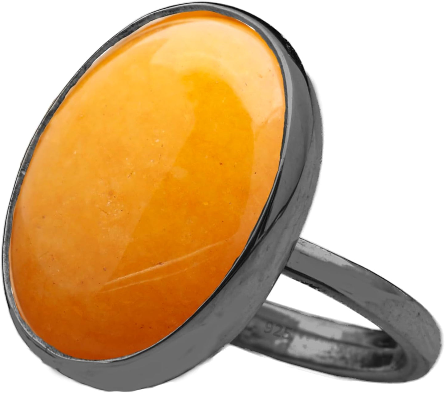 Natural Labradorite Crystal Ring in Black Oxidized Silver