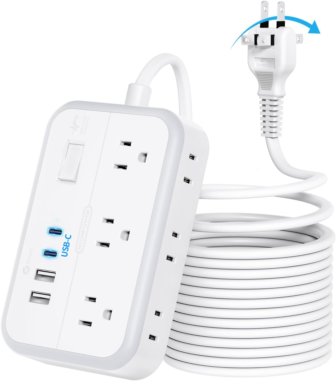 NTONPOWER 25 FT Extension Cord with Surge Protector and USB Ports