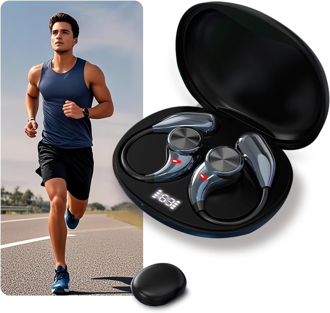 Wireless Open Ear Earbuds: 100Hrs Playtime, Mic, Earhooks