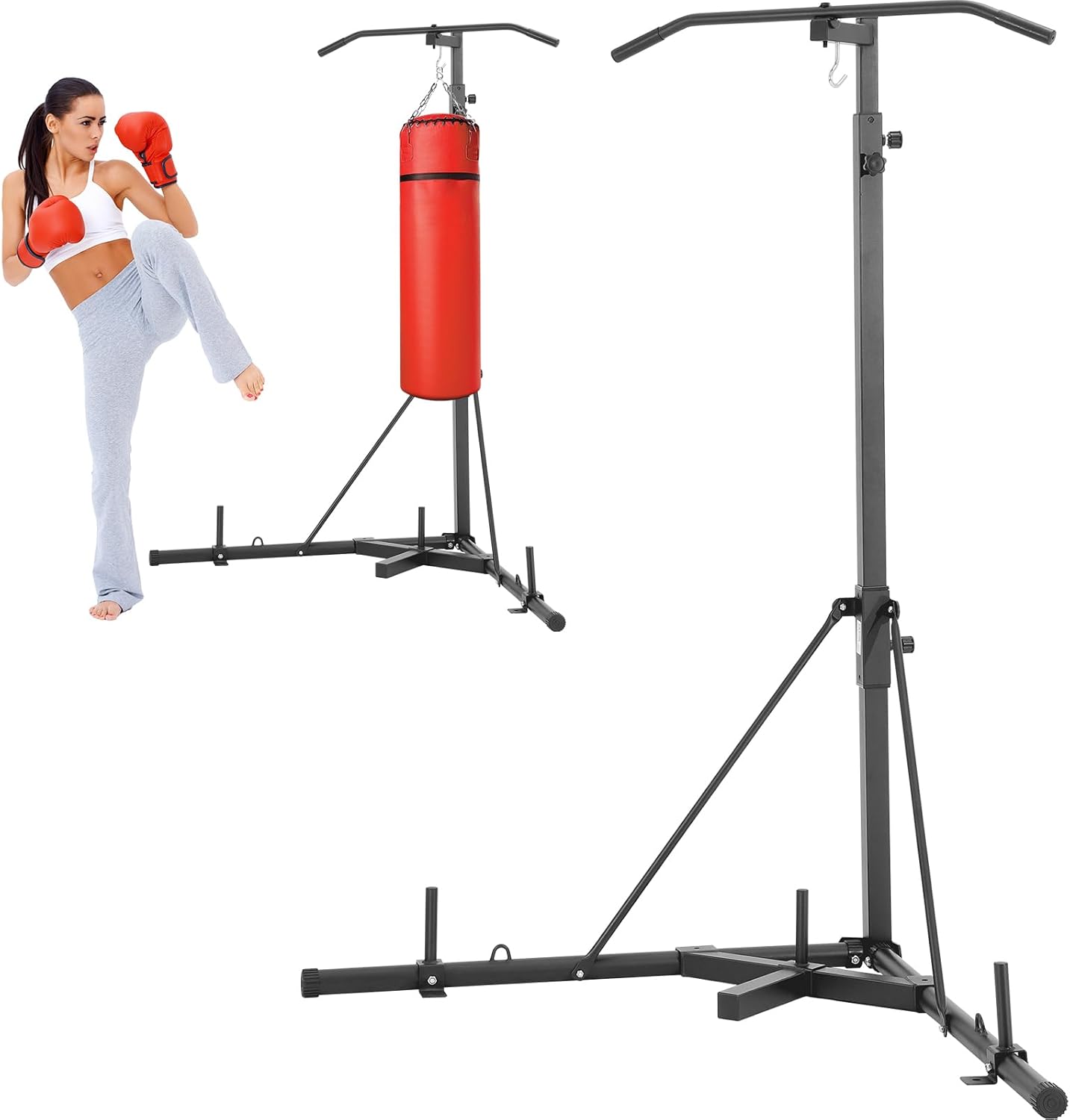 VEVOR 2-in-1 Heavy Duty Punching Bag Stand - Maximize Your Workouts!