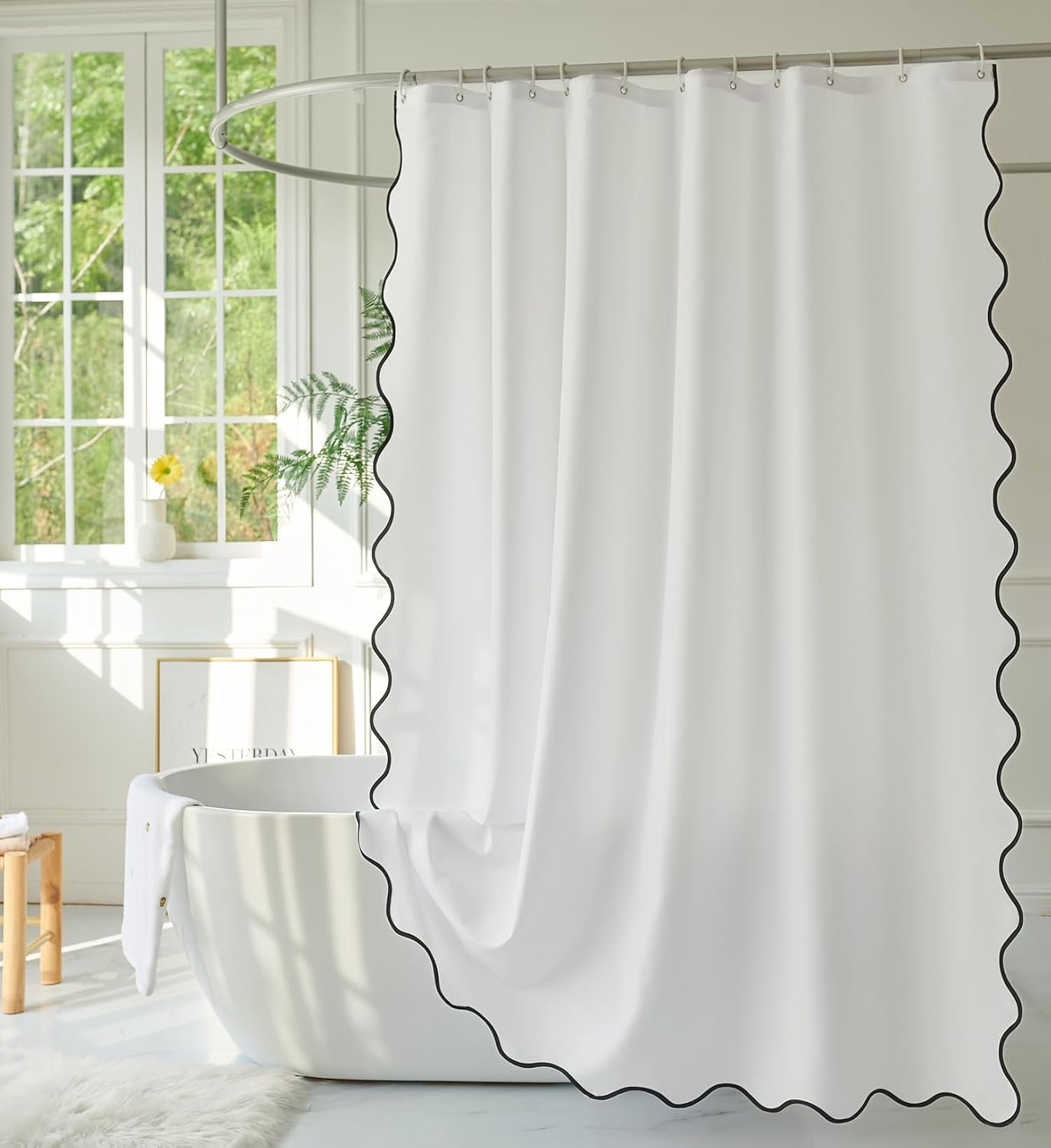 Boho Chic Scalloped Border Shower Curtain