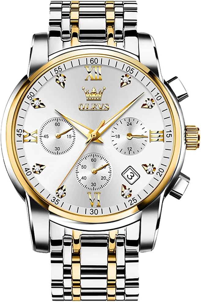 OLEVS Men's Stainless Steel Chronograph Watch with Luxury Design