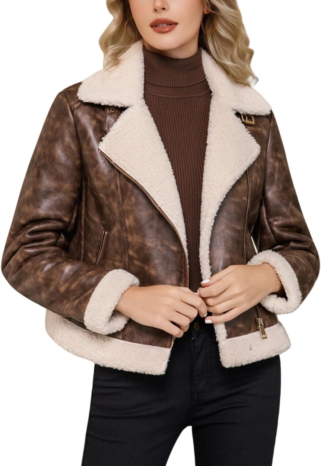 DIASHINY Women's Faux Shearing Fur Winter Coat for Style