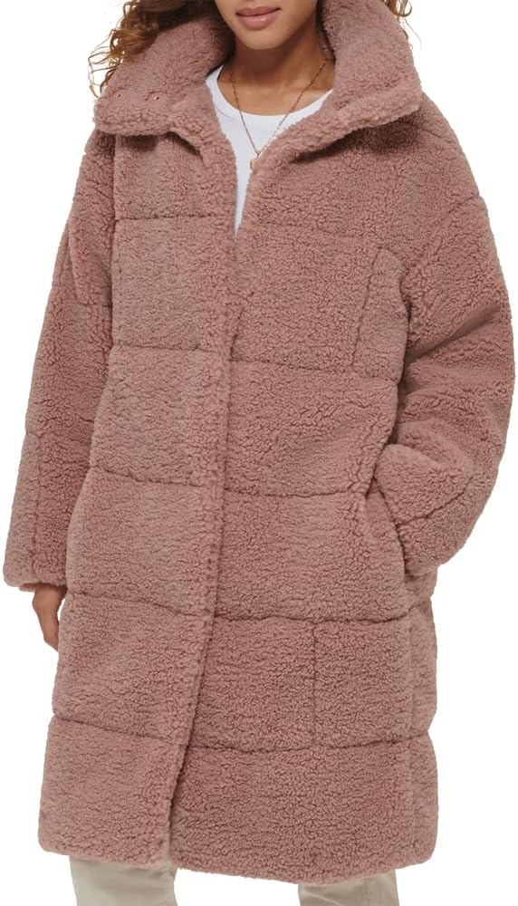 Levi's Womens Patchwork Quilted Teddy Coat for Stylish Warmth