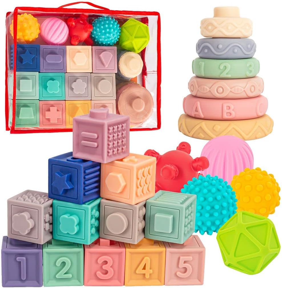Montessori Sensory Toys for Babies: Teething & Stacking Play