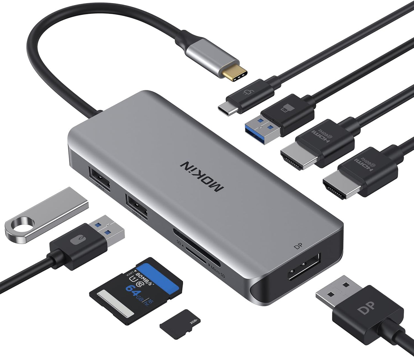9 in 1 USB C Docking Station with Triple Display and Fast Charging