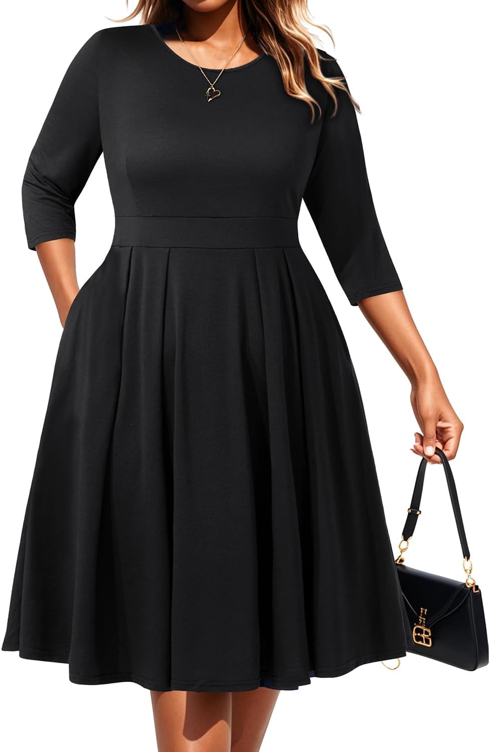Plus Size Work Dresses for Fall Church Office with Pockets