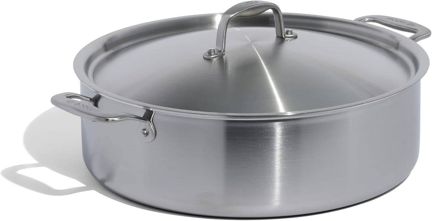 10 Quart Stainless Steel Rondeau Pot for Professional Cooking