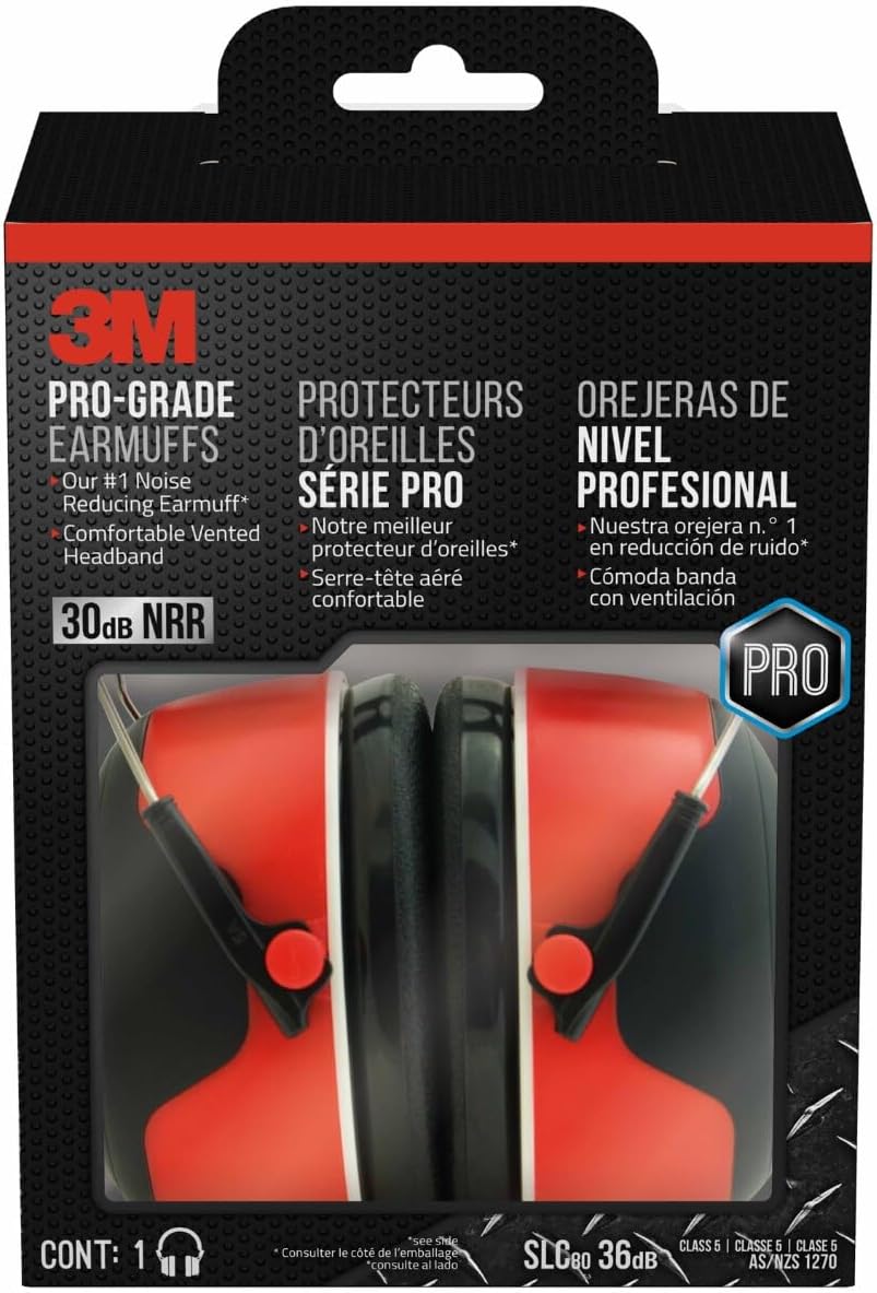 3M Pro-Grade Earmuff with 30 dB NRR for All-Day Comfort