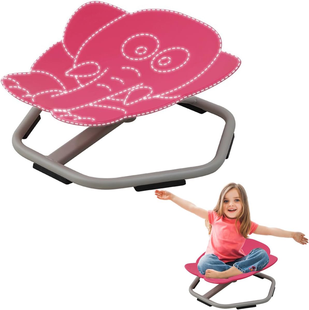 BaiYouMei Kids Swivel Sensory Chair - Autism Sit & Spin Elephant (Rose)