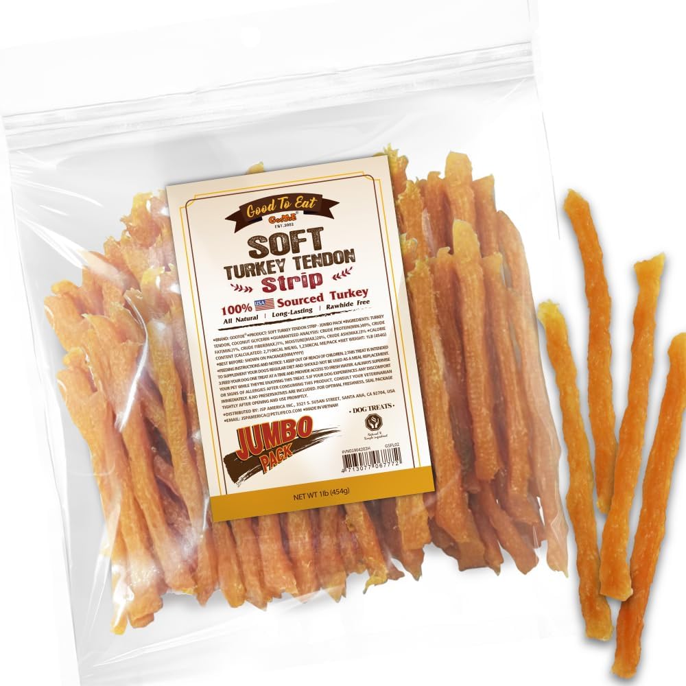 Gootoe Soft Turkey Tendon Stirip 1 lb - Natural Chewy Snack