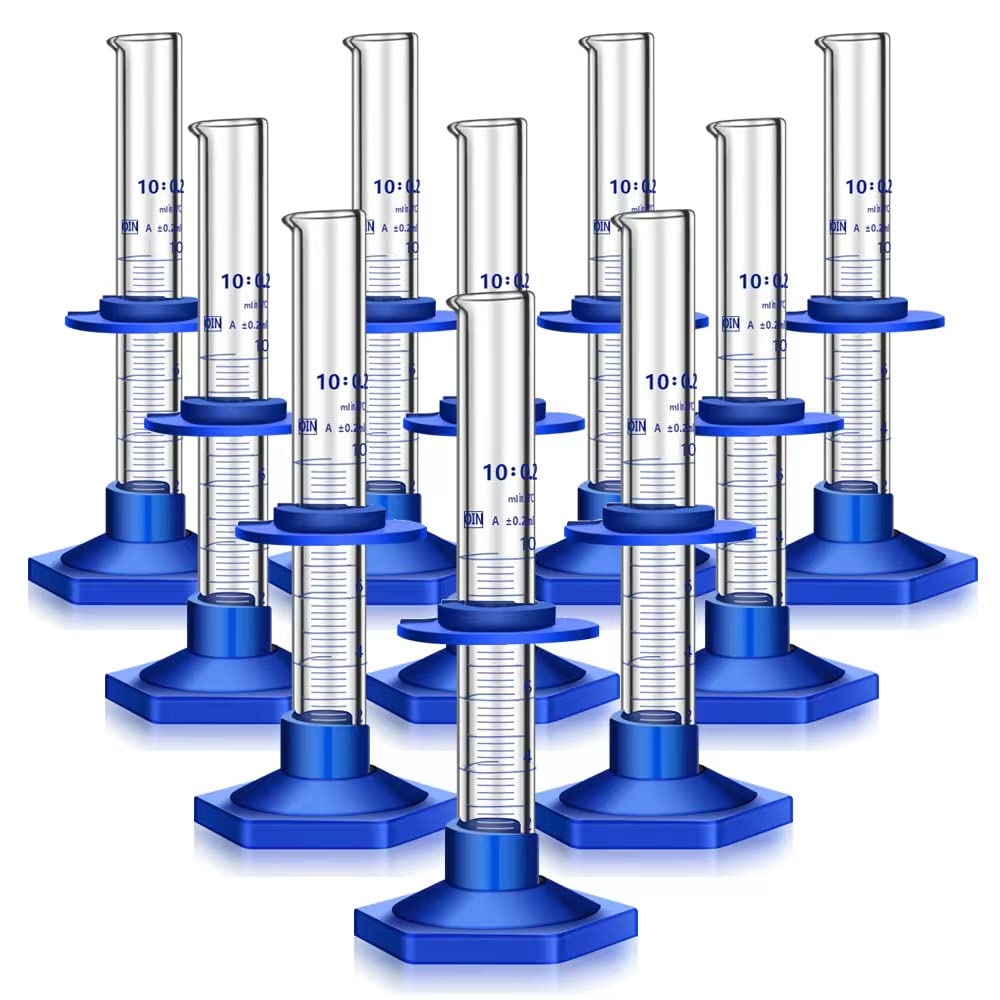 10PCS Graduated Cylinder Measuring Cylinder Thick Glass Lab
