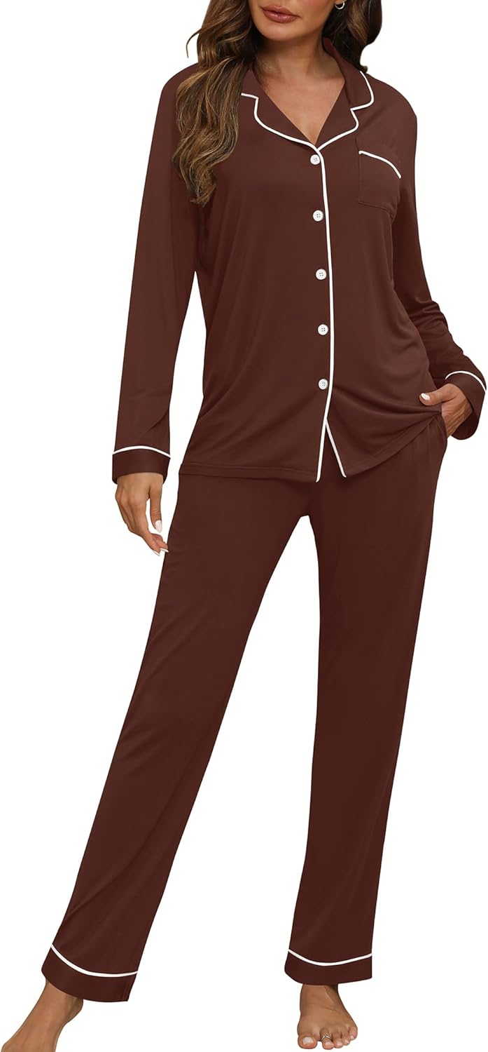 HNG Women Pajama Set Long Sleeve Sleepwear for Comfort and Style