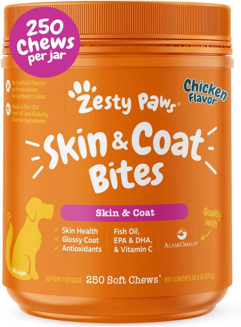 Zesty Paws Omega 3 Fish Oil for Dogs - Joint & Skin Support
