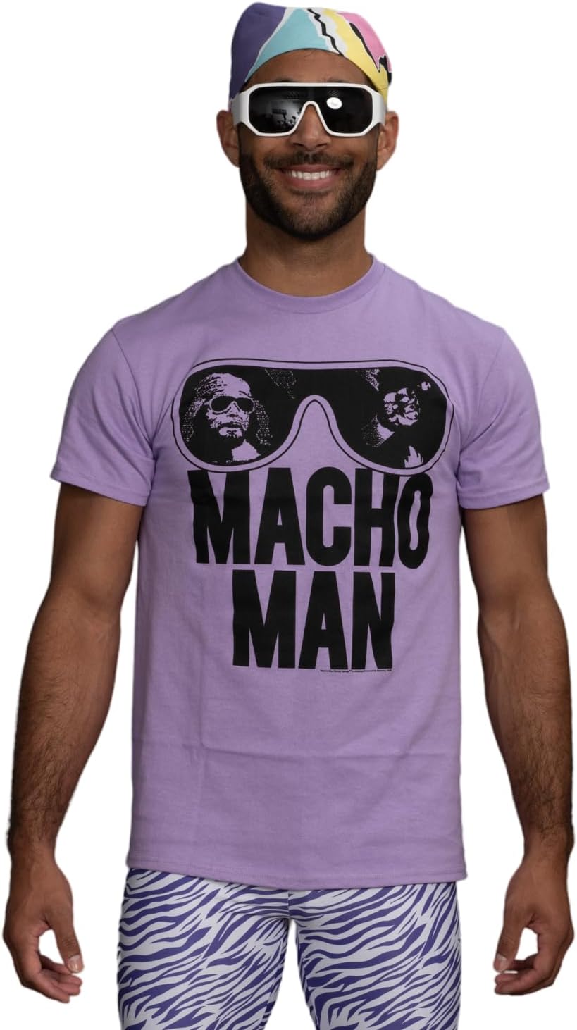 Macho Man T-shirt Costume Set with Bandana and Sunglasses