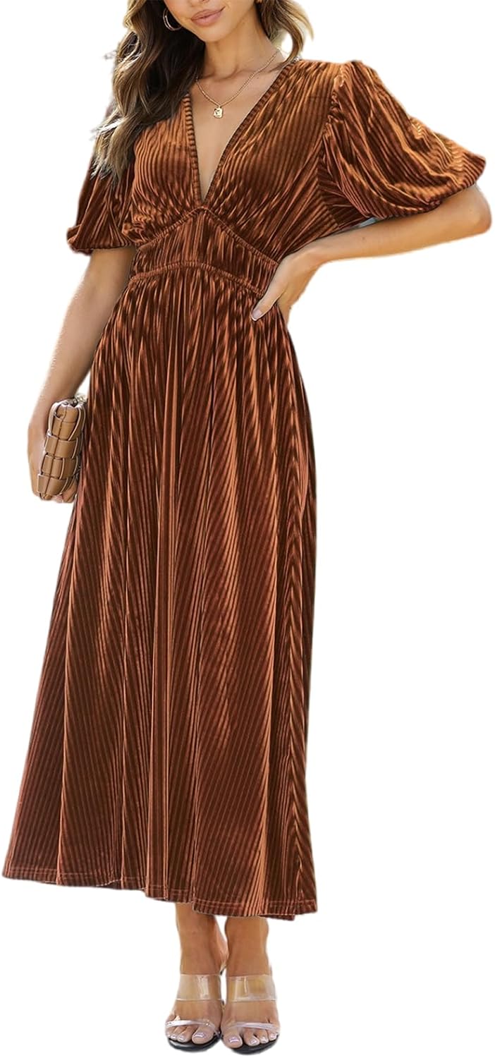 Women's Velvet Maxi Dress for Formal Weddings and Events