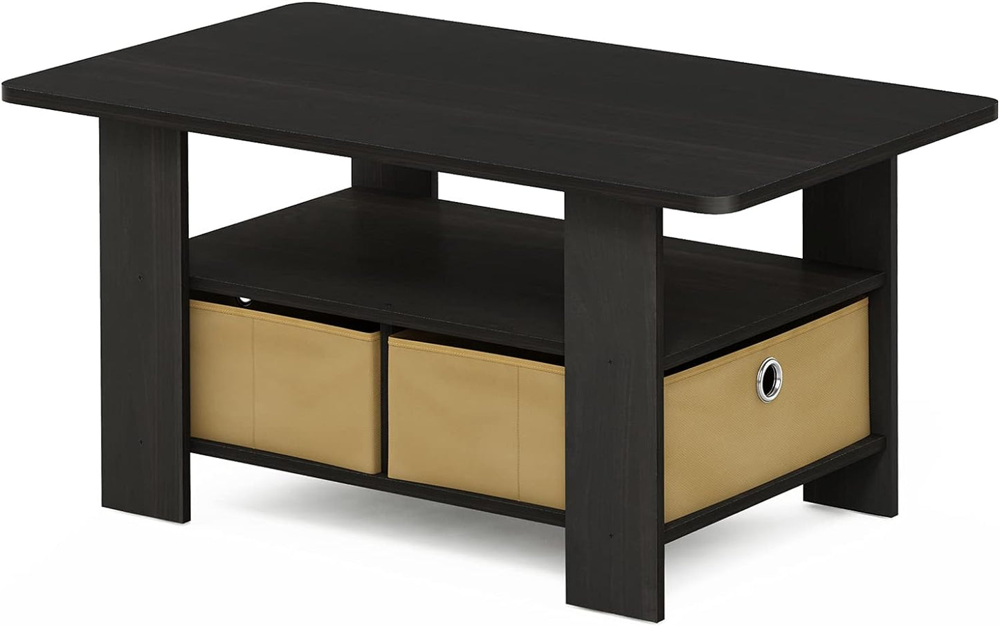 Furinno Andrey Coffee Table with Bin Drawer for Small Spaces