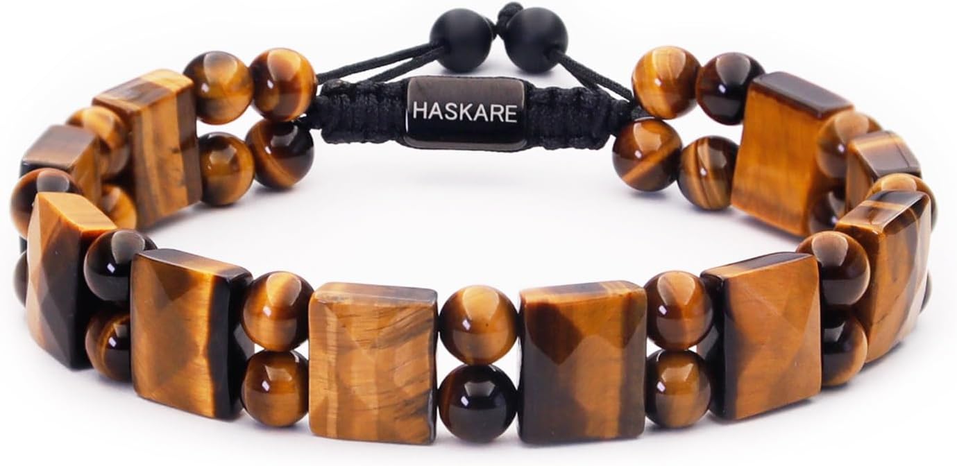 HASKARE Tiger Eye Bracelet for Men - Unique Healing Gemstone