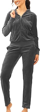 Facitisu Velour Tracksuit for Women - Cozy 2 Piece Outfit