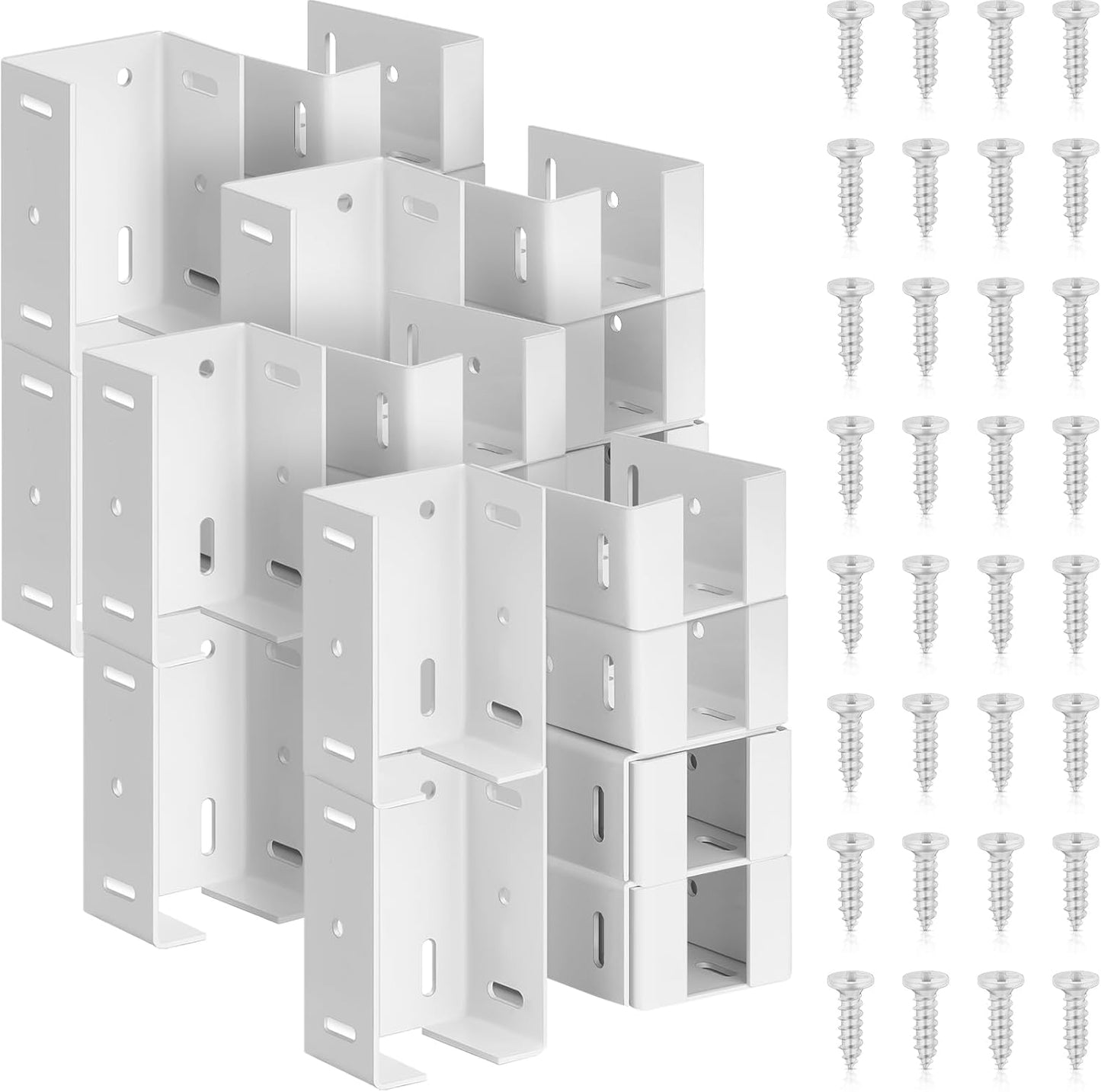 Hicarer 16 Pcs Heavy Duty Aluminum Fence Bracket Kit for Vinyl