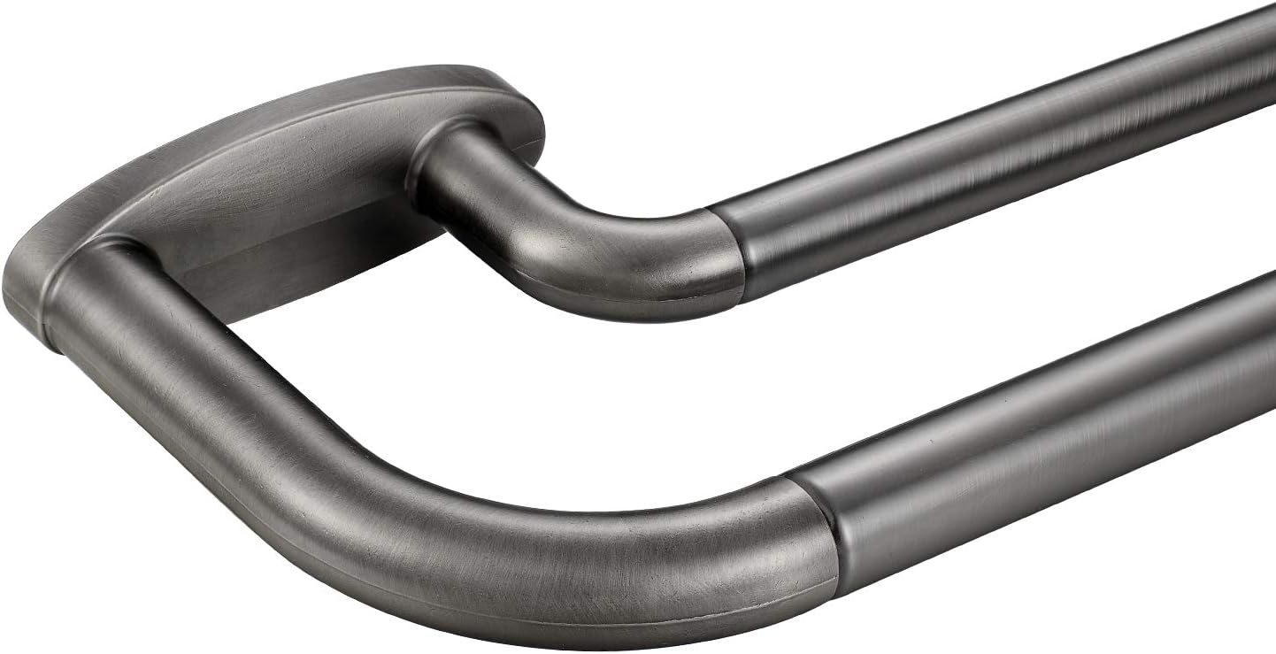 Double Curtain Rods in Matte Brushed Grey for Stylish Windows