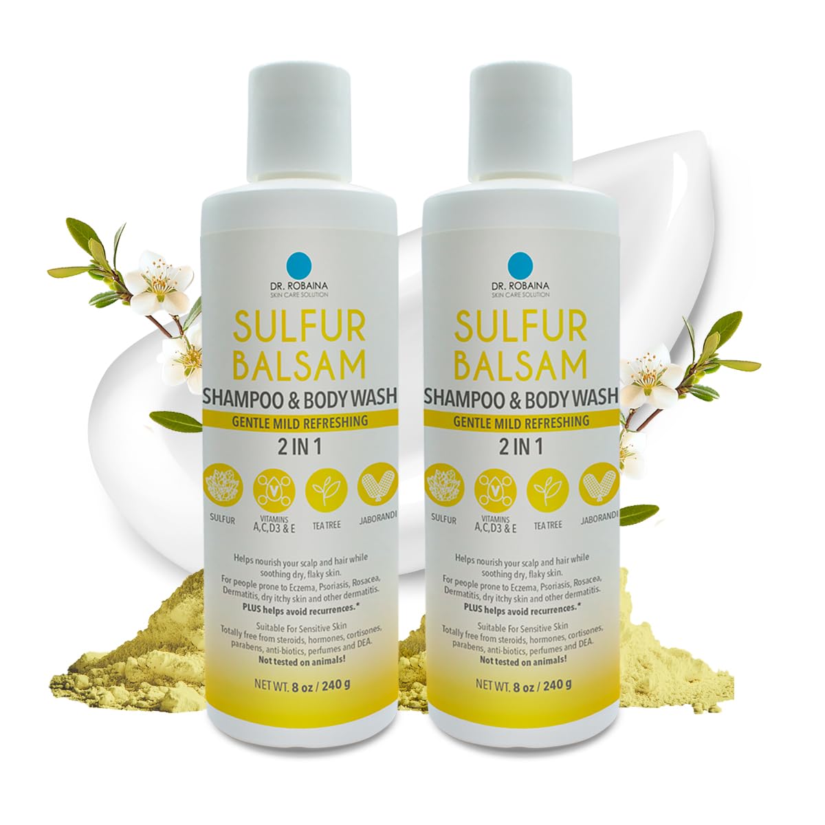 Dr. Robaina Sulfur Shampoo & Body Wash for Dandruff Relief
