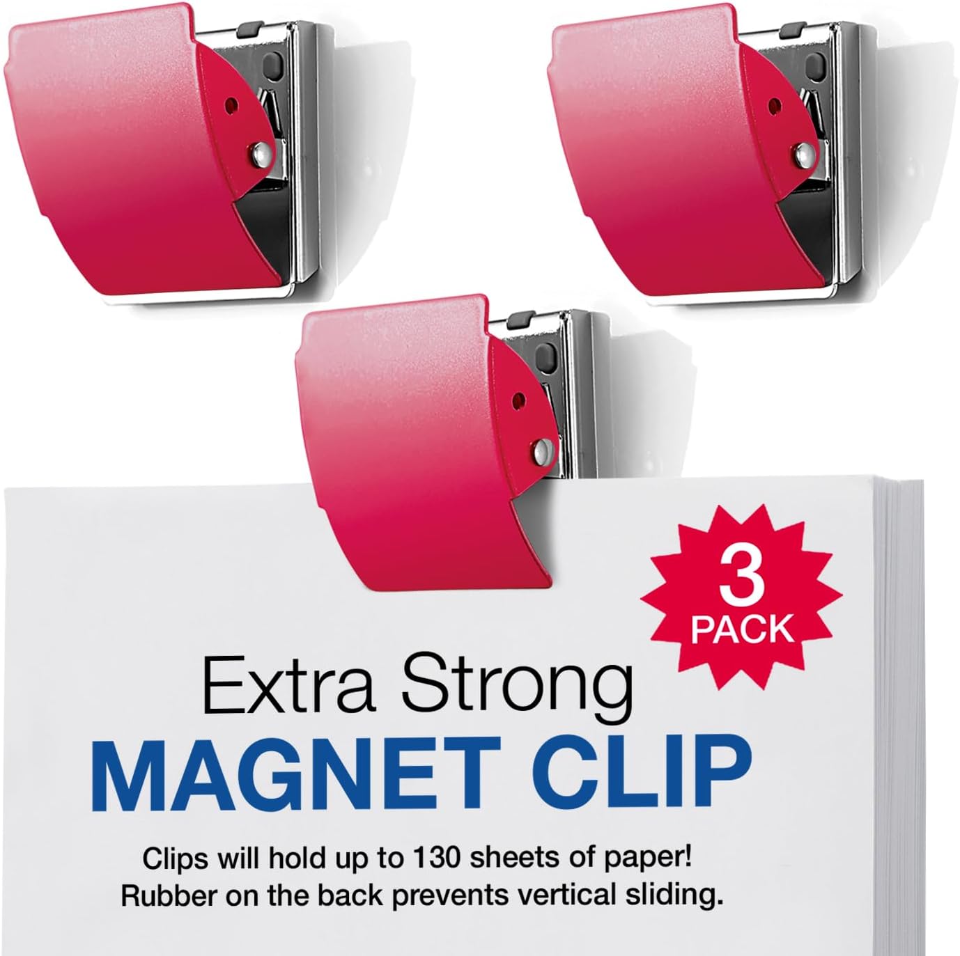 3-Pack Large Red Magnetic Clips - Extra Strong!