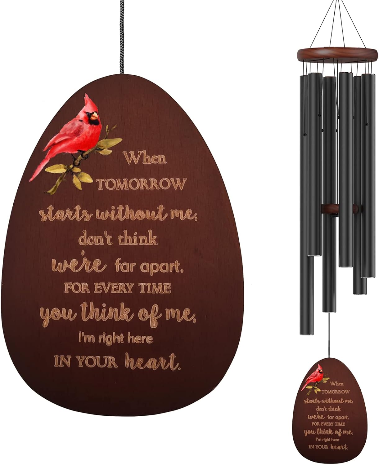 Memorial Wind Chimes for Outside - Cardinal Sympathy Gift