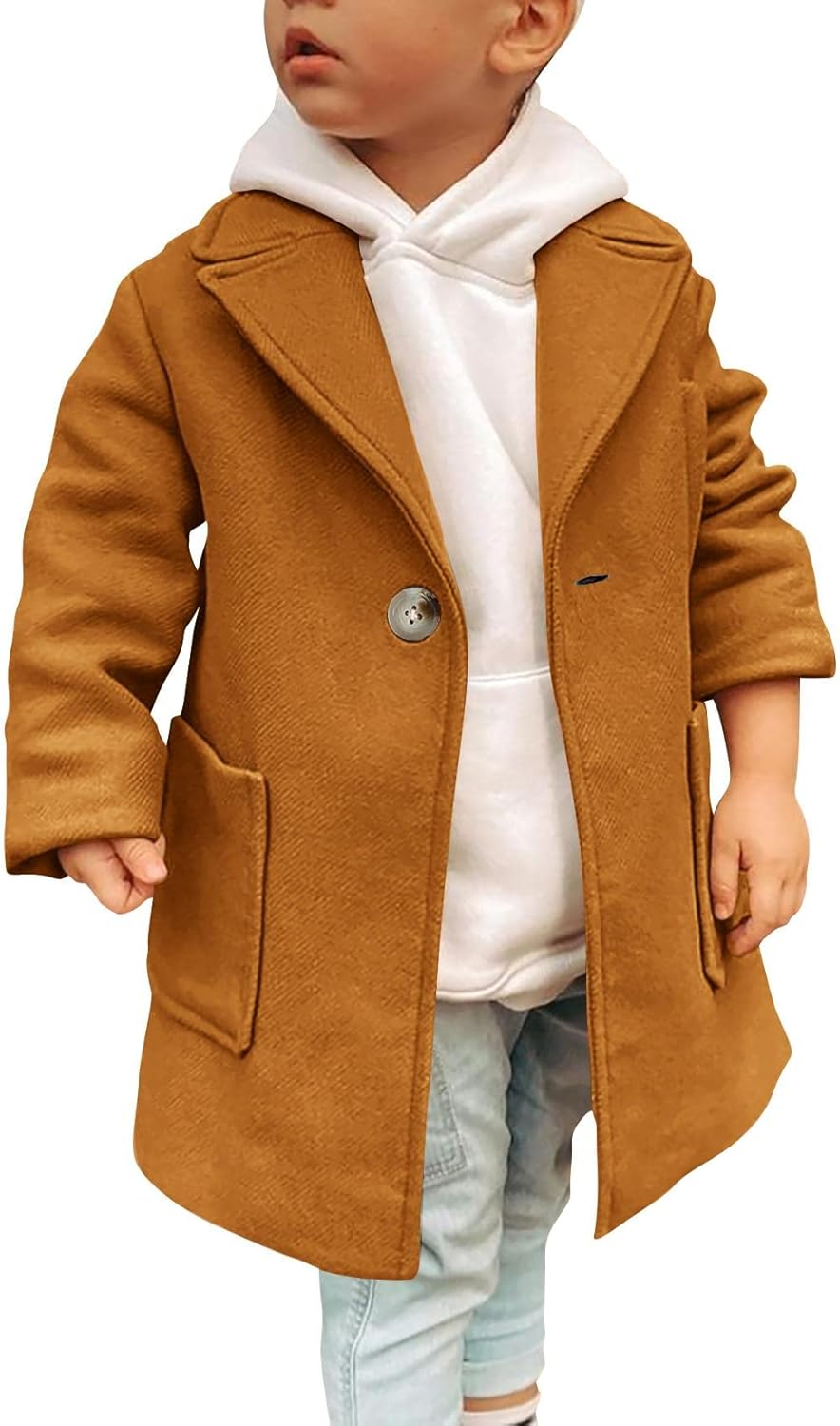 Gafeng Kids Toddler Boys Wool Blend Trench Coat for Stylish Wear