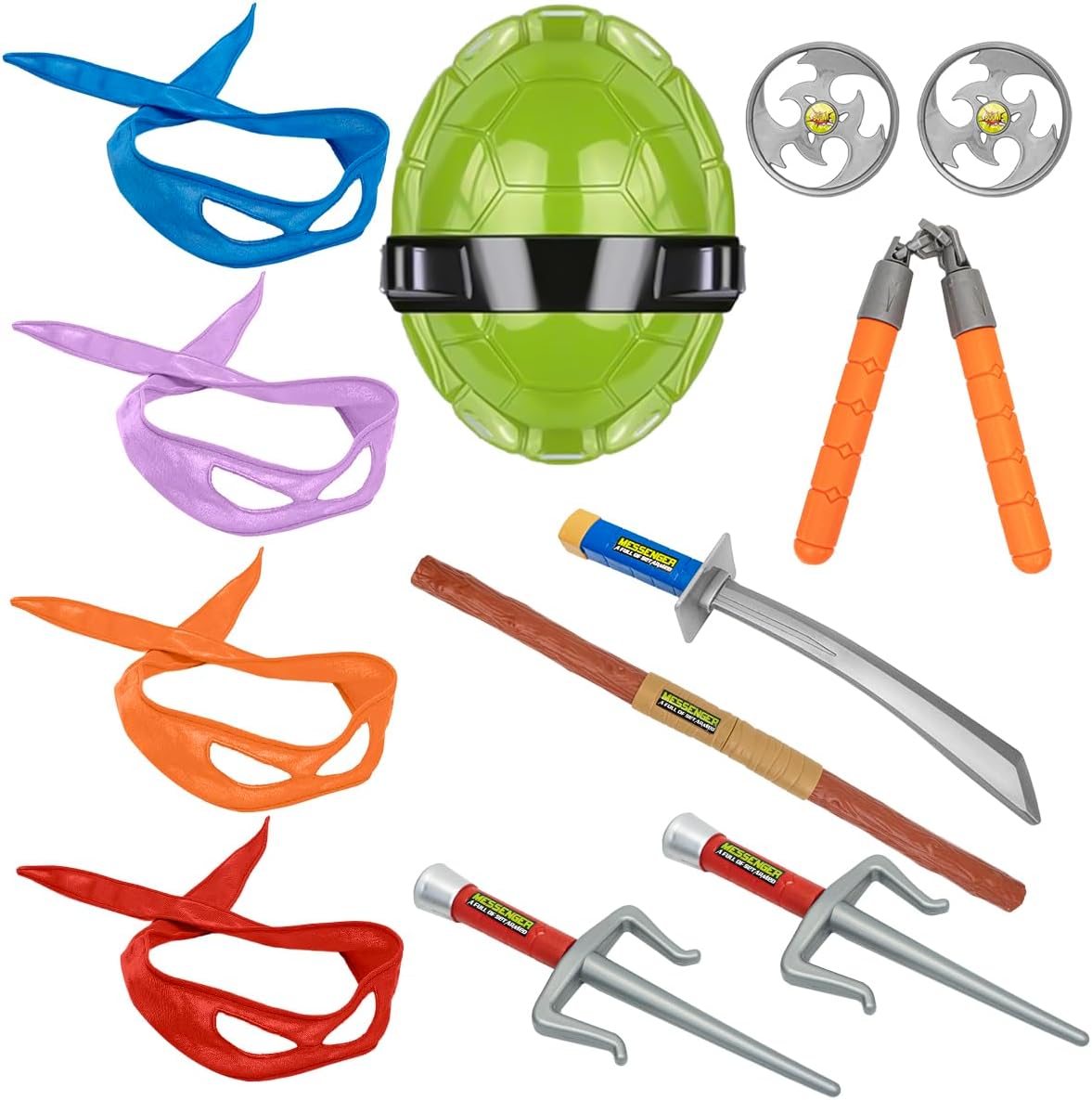 Turtle Shell Superhero Cosplay Costume with Unique Props for Kids