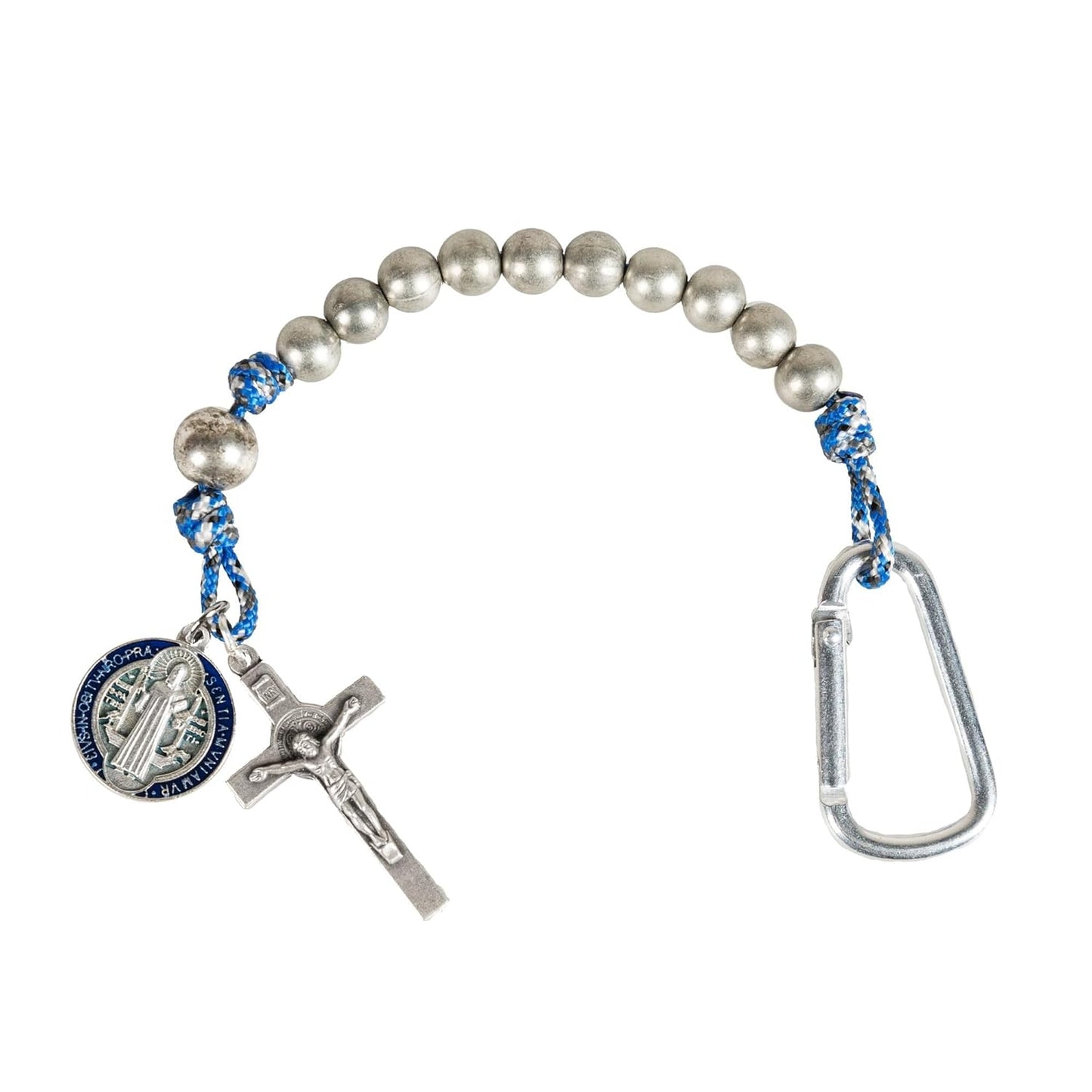 St. Benedict Blue Paracord Brave Beads Tenner Rosary for Warriors