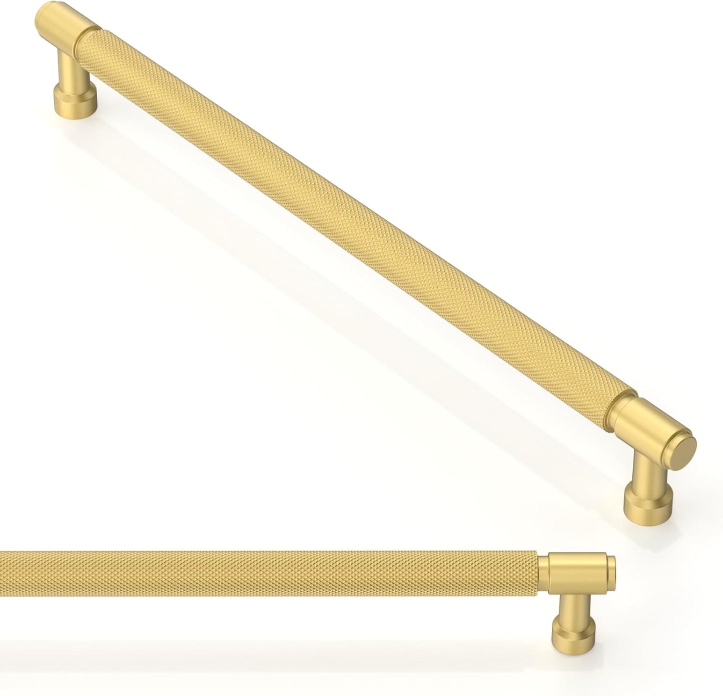 10 Pack Brushed Gold Knurled Cabinet Pulls for Modern Kitchens