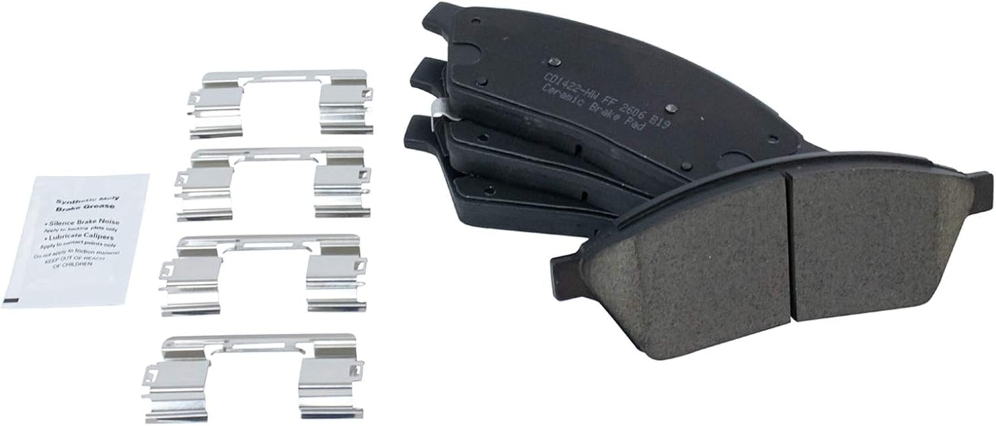 TRQ Front Brake Pads Ceramic for 2010-2016 Cadillac SRX