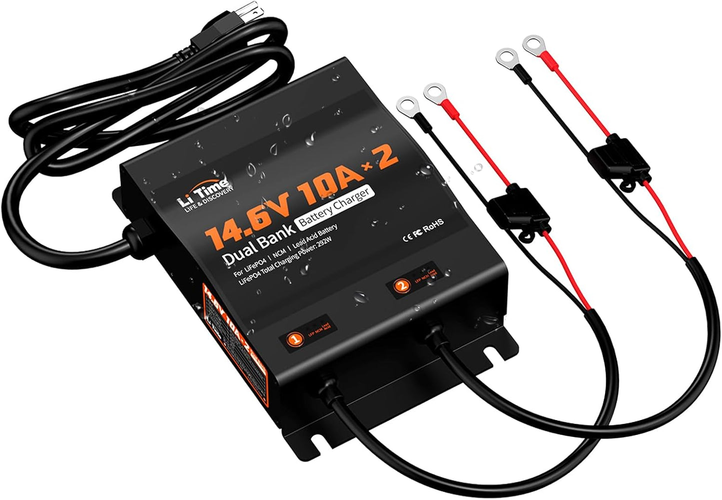 LiTime Dual Smart Battery Charger for RVs, Boats, and More