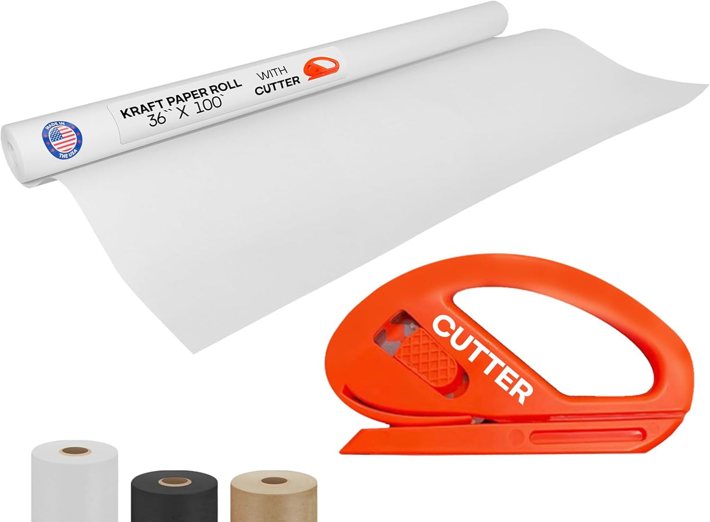 White Kraft Paper Roll 36in x 100ft for Wrapping and Crafts